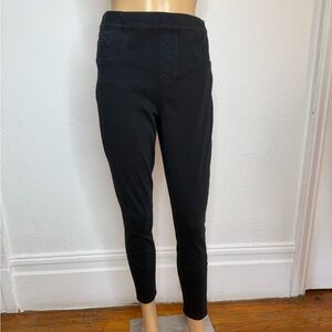 Spanx Jean-ish Ankle Leggings Size Large Twill Black Pull On